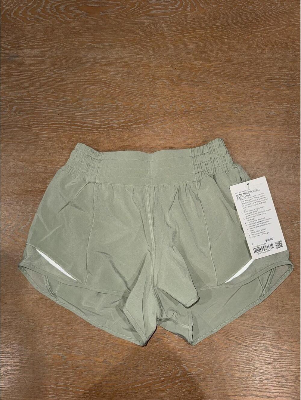 NWT Lululemon Hotty Hot High-Rise Lined Short 2.5" Fog Green SIZE 4